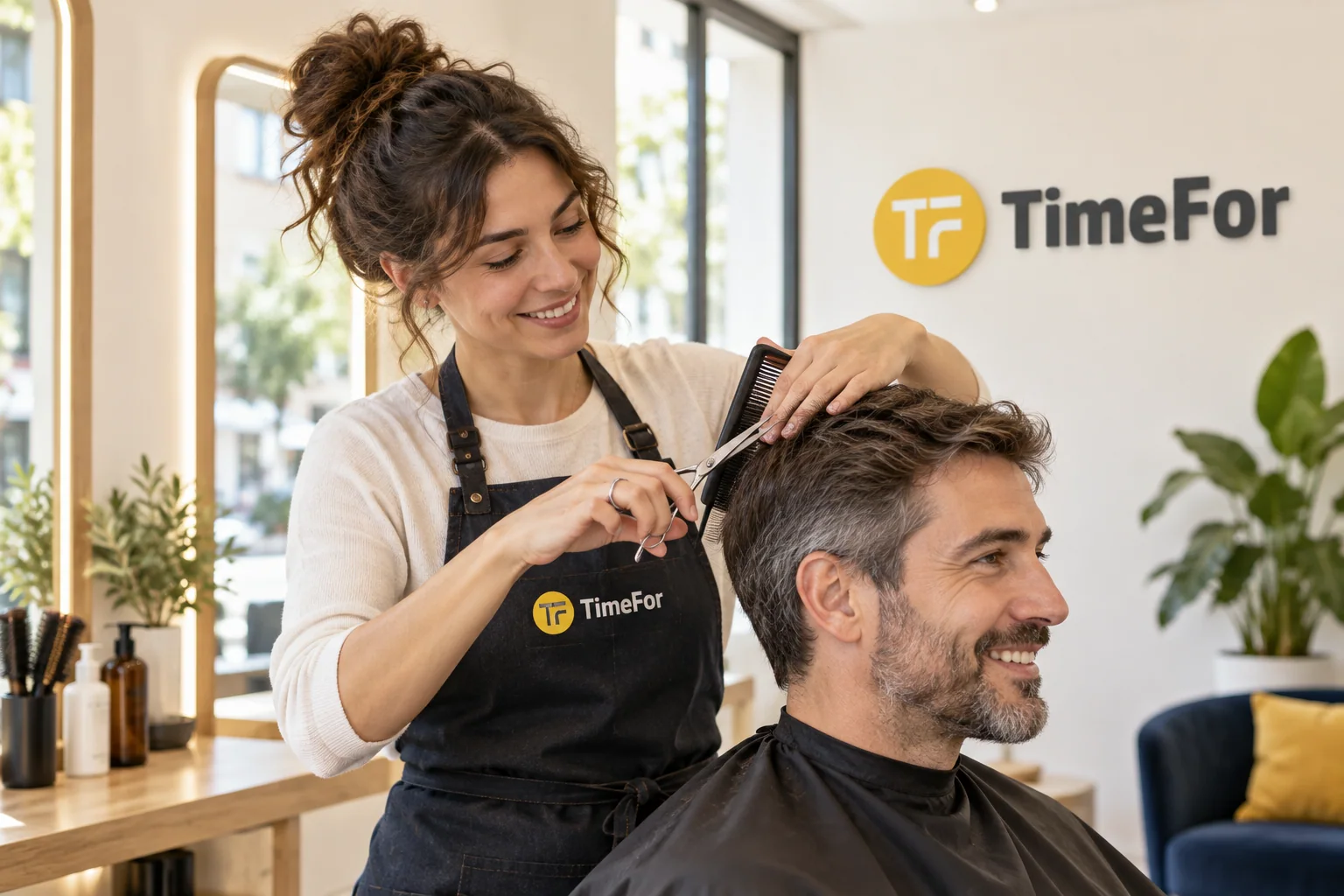 Servicio de corte de cabello en una peluquería