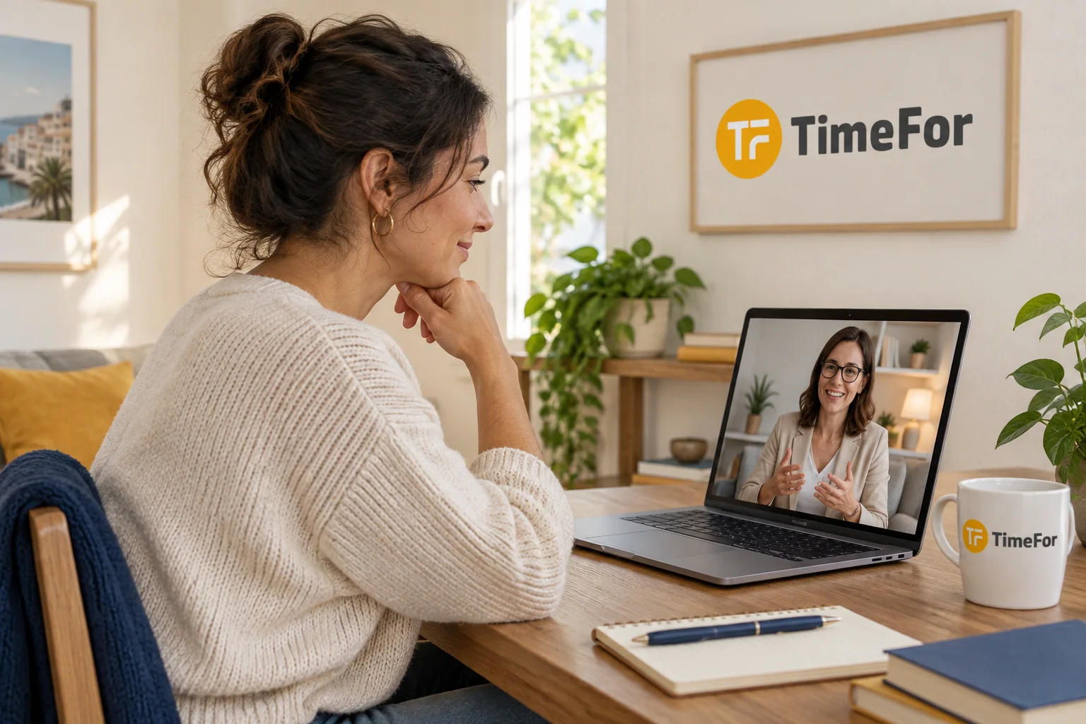 Sesión de psicología online desde un espacio privado del hogar