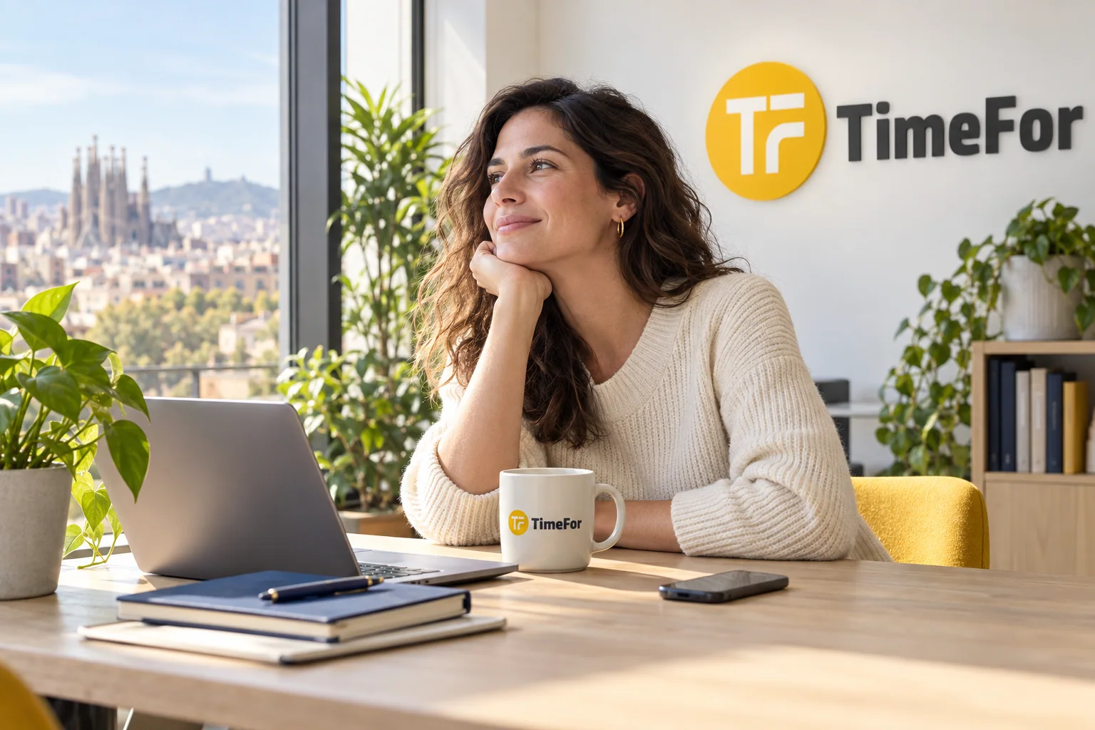 Empleado en una pausa tranquila junto a una ventana de la oficina